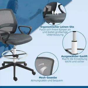Bürostuhl Ergonomischer Schreibtischstuhl mit Armlehnen Grau