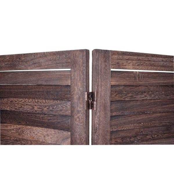 Paravent HWC-G30, Trennwand Sichtschutz Raumteiler, Shabby-Look 170x162cm ~ braun