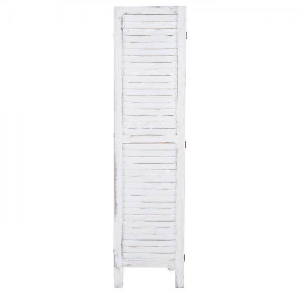 Paravent HWC-G30, Trennwand Sichtschutz Raumteiler, Shabby-Look 170x240cm ~ weiß