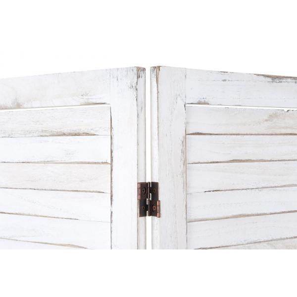 Paravent HWC-G30, Trennwand Sichtschutz Raumteiler, Shabby-Look 170x240cm ~ weiß