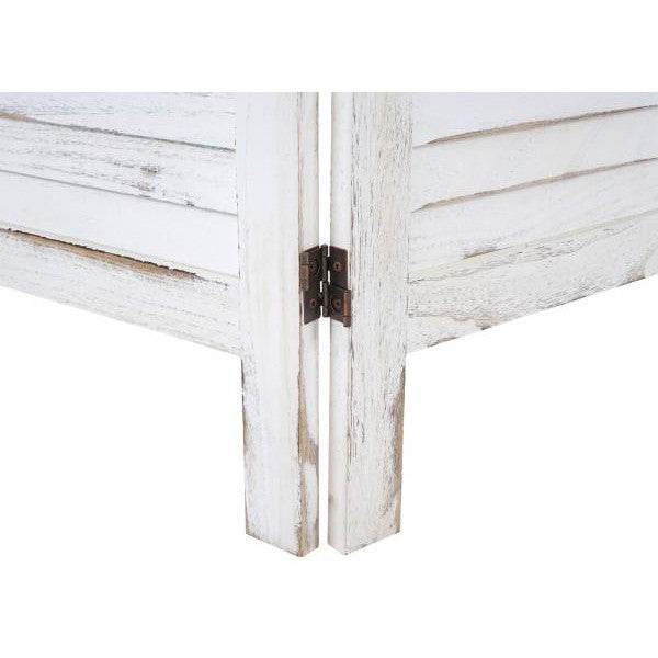 Paravent HWC-G30, Trennwand Sichtschutz Raumteiler, Shabby-Look 170x240cm ~ weiß