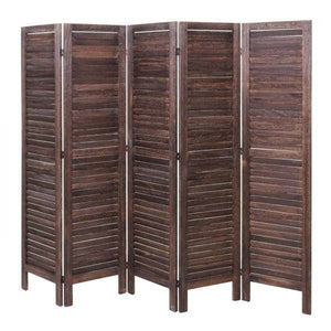 Paravent HWC-G30, Trennwand Sichtschutz Raumteiler, Shabby-Look 170x200cm ~ braun