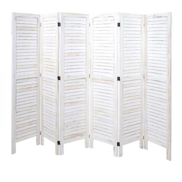 Paravent HWC-G30, Trennwand Sichtschutz Raumteiler, Shabby-Look 170x240cm ~ weiß