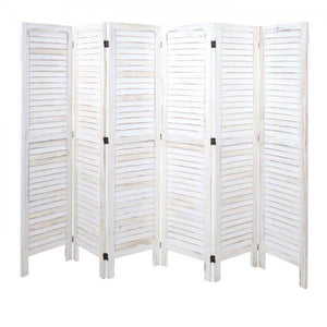 Paravent HWC-G30, Trennwand Sichtschutz Raumteiler, Shabby-Look 170x240cm ~ weiß