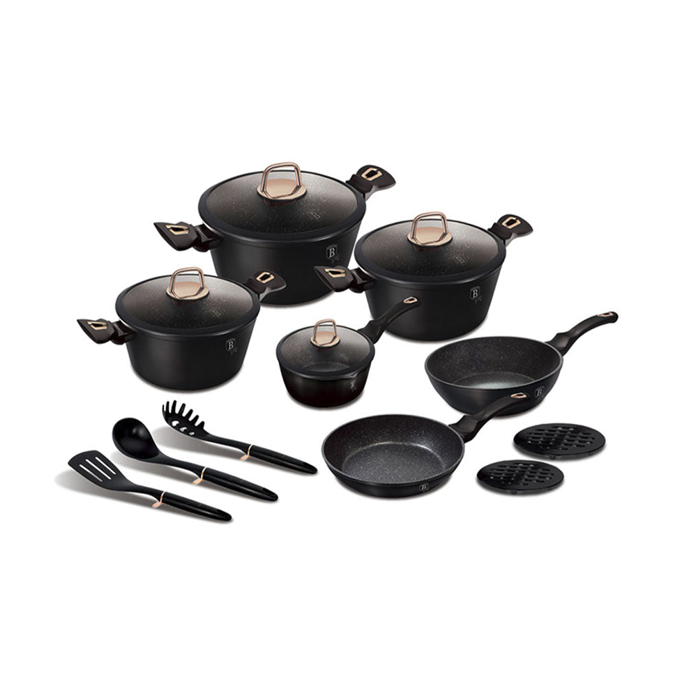 Berlinger Haus 15-teiliges Kochgeschirr-Set Black Rose Collection