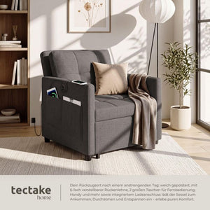 Schlafsessel Toyama 3in1 mit verstellbarer Rückenlehne dunkelgrau