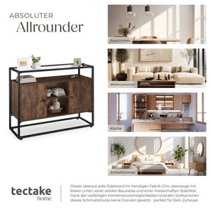 Sideboard Oldham 100x38x80,5cm Industrial dunkelbraun
