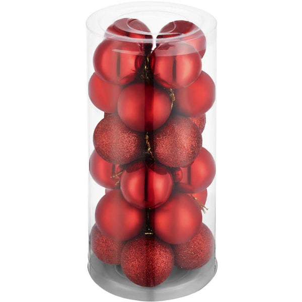 24er Set Weihnachtskugeln rot