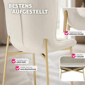 Polsterstuhl Tessa Samt beige/gold pro Stück