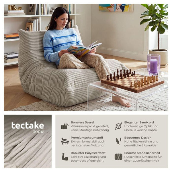 Relaxsessel Logo Premiumschaumstoff Samtcord beige