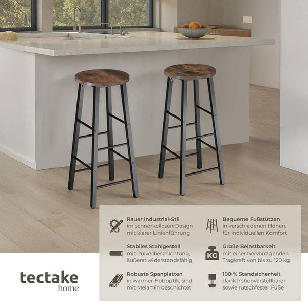 2 Barhocker Keynes Industrial dunkelbraun