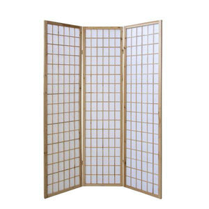 3 fach Holz Paravent Raumteiler Shoji natur