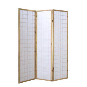 3 fach Holz Paravent Raumteiler Shoji natur