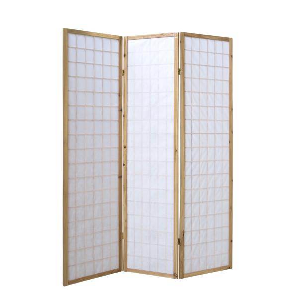 3 fach Holz Paravent Raumteiler Shoji natur