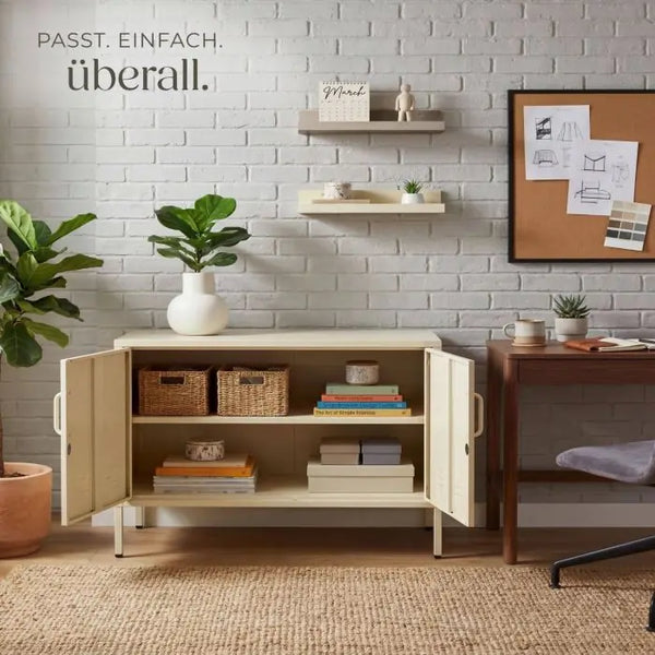 Sideboard Baker Metall mit Magnetverschluss creme 100 x 42,5 x 65 cm