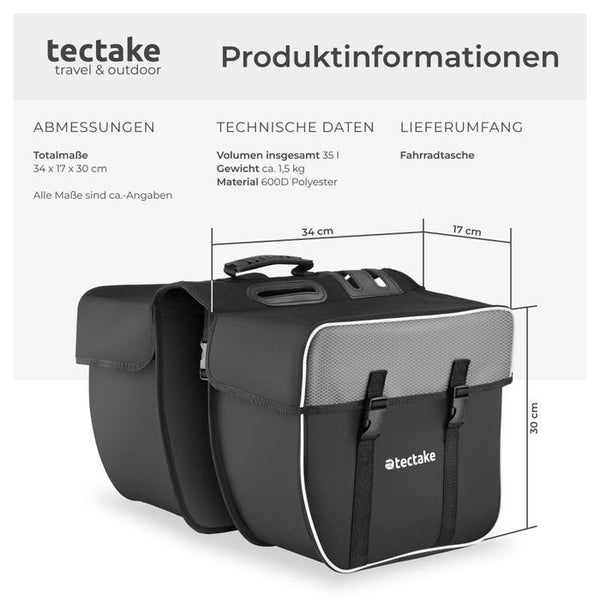 Fahrradtasche mit Gepäckträger-Befestigung und Reflektorstreifen