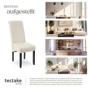 Esszimmerstuhl Massivholz Kunstleder creme 2er Set