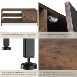TV-Regal Durban Industrial Holz dunkel, rustikal 110 x 40 x 45,5 cm