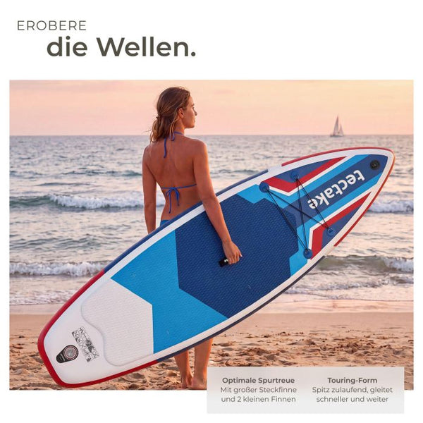 Stand-Up Paddle Board 2in1 Poseidon rot/blau 320 cm mit Kamerahalterung