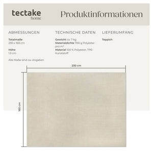Tapis à poils courts Soft Zone beige 160 x 230 cm 
