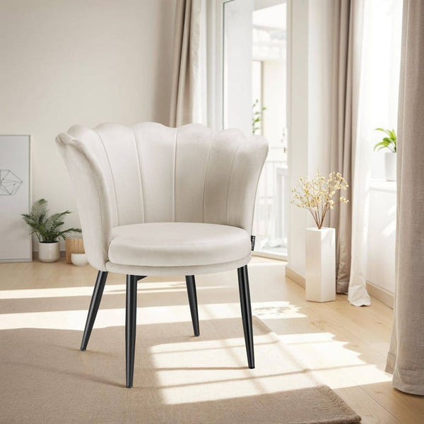 Sessel Stella Samt creme/schwarz