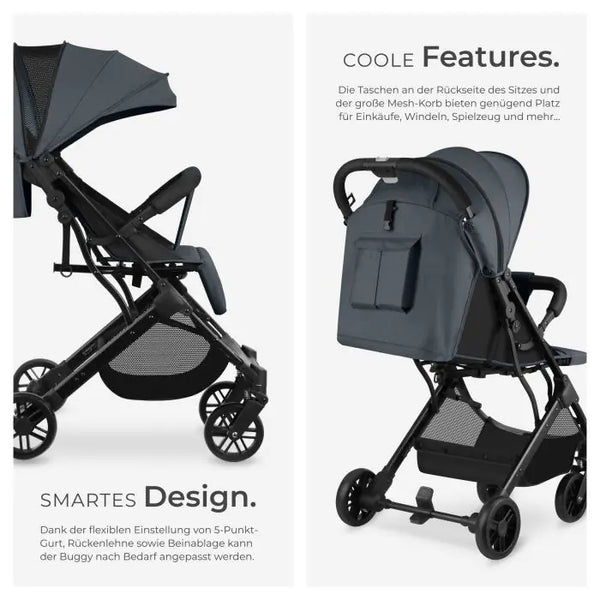 Buggy Kinderwagen Finn klappbar mit 5-Punkt-Gurt anthrazit