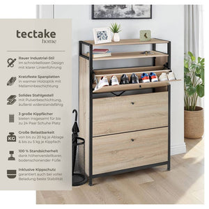Schuhschrank Buffalo Industrial Holz hell, Eiche Sonoma 81 cm