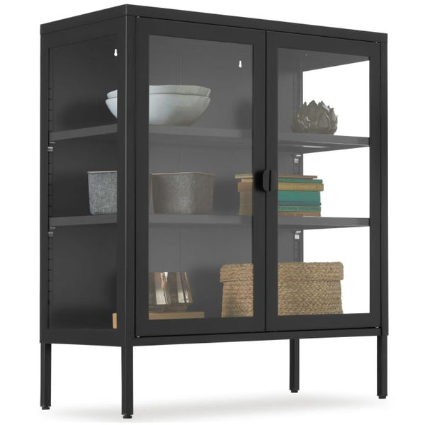 Metallvitrine Baker mit Glastüren schwarz