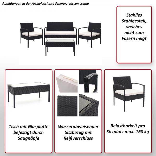 Poly-Rattan Garnitur HWC-F56, Balkon-/Garten-/Lounge-Set Sitzgruppe ~ braun, Kissen dunkelgrau