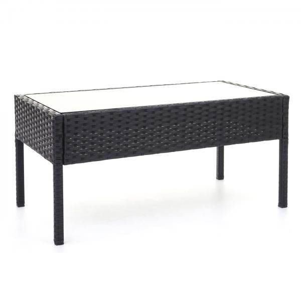 Poly-Rattan Garnitur HWC-F56, Balkon-/Garten-/Lounge-Set Sitzgruppe ~ schwarz, Kissen creme