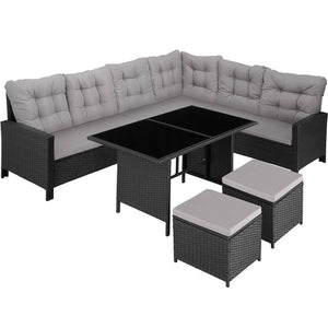 Rattan Lounge Barletta - schwarz/grau