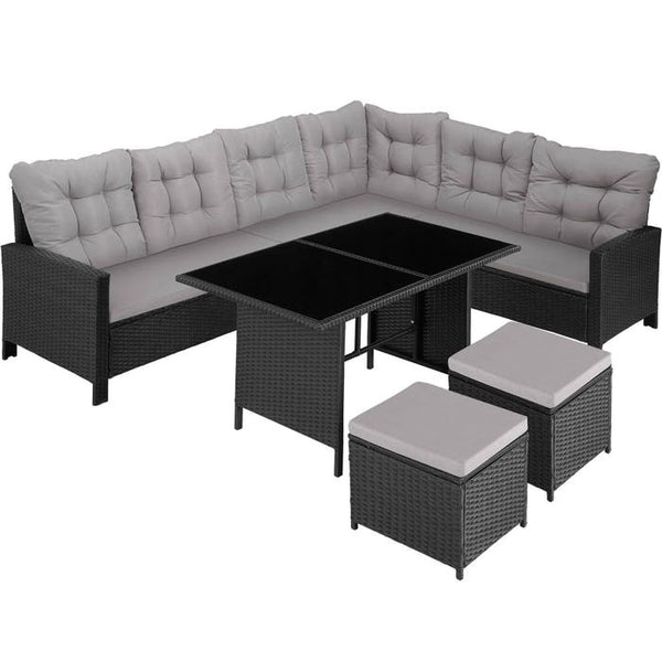 Rattan Lounge Barletta - schwarz/grau