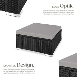 Rattan Sitzhocker Bitonto schwarz/grau