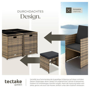 Rattan Sitzgruppe Bilbao 4+4+1 natur