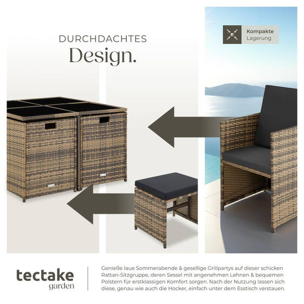 Rattan Sitzgruppe Bilbao 4+4+1 natur