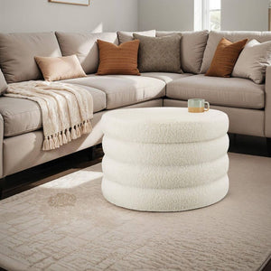 Sitzhocker mit Stauraum Altu XL Bouclé creme-weiß