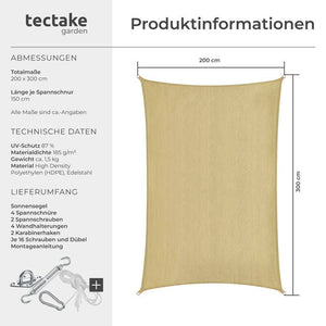 Sonnensegel Sunny Sand 2 x 3 m