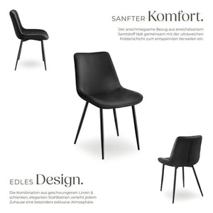 6er Set Stuhl Monroe Samtoptik schwarz