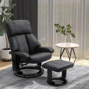 Relaxliege mit Liegefunktion Fernsehsessel mit Hocker Massage Schwarz