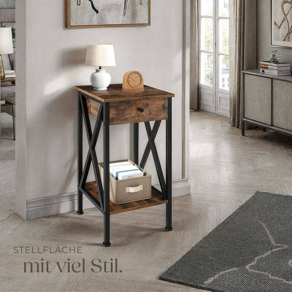 Beistelltisch Dayton Industrial Holz dunkel, rustikal