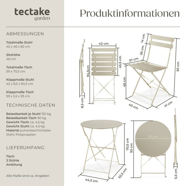 Bistrotisch Set Frieda creme