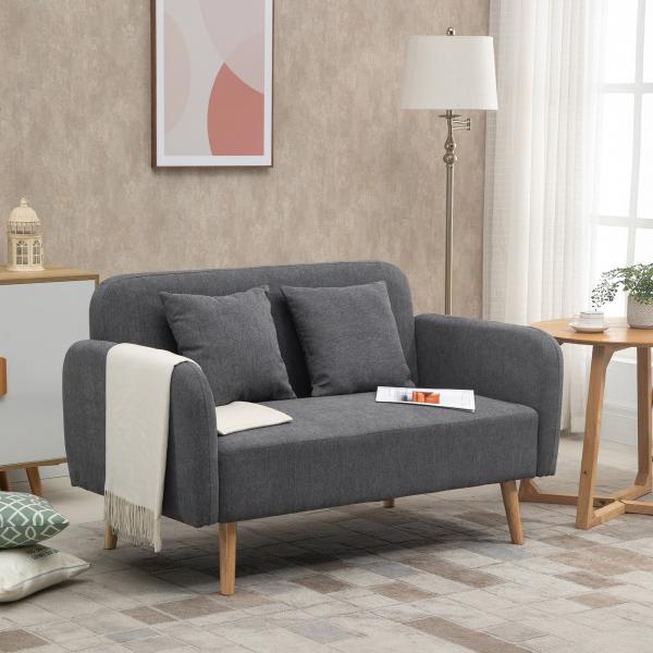 Doppelsofa Polsterung mit Kissen Stoff einstellbare Höhe der Fussrasten