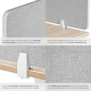 Schreibtisch Trennwand Noisy grau 160 x 40 cm