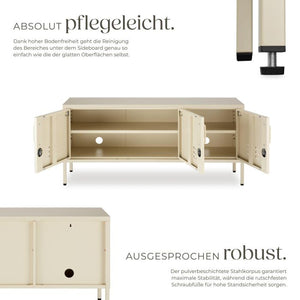 Sideboard Baker Metall abschliessbar beige 120 x 37,5 x 55,5 cm