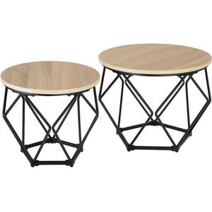 2er Set Couchtisch Benham Industrial Holz hell, Eiche Sonoma