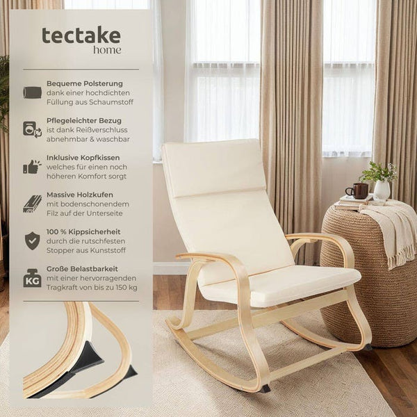 Schaukelstuhl Roca aus Birkenholz 150kg beige