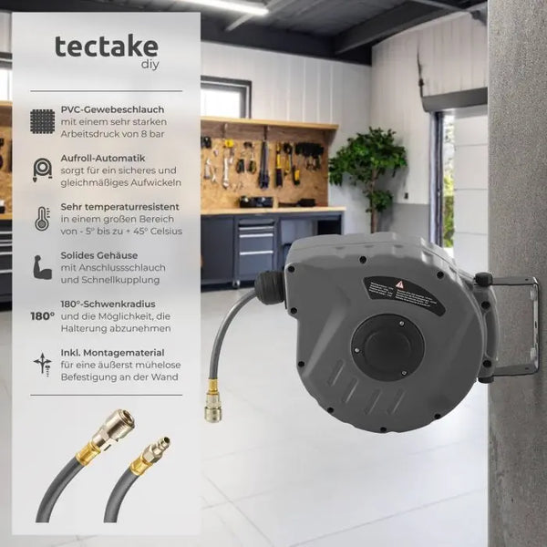 Druckluftschlauch mit Trommel grau 10 m