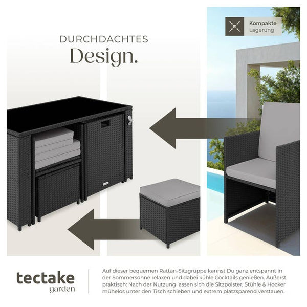 Rattan Sitzgruppe Palermo schwarz/grau