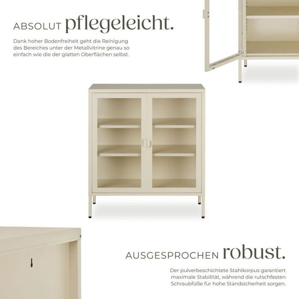 Metallvitrine Baker mit Glastüren creme
