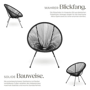 2 Santana garden chairs with table - black